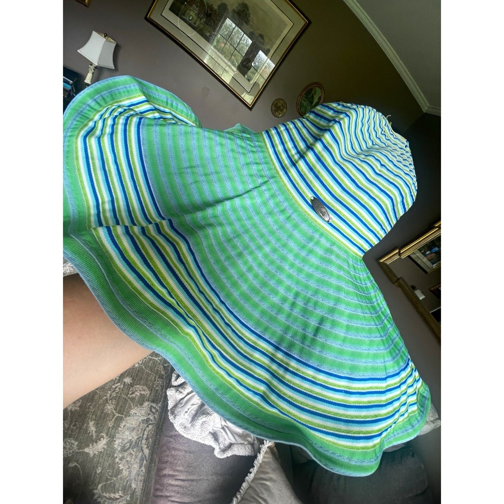 Scala Women's Striped Wide Brim Lightweight Sun Hat One Size Green Blue